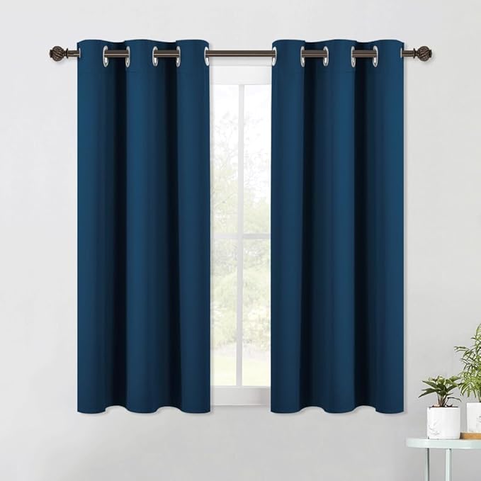 NICETOWN Blackout Curtain Panels for Bedroom, 2 Panels, W42 x L60 inches, Moroccan Blue, Thermal Insulated Grommet Top Blackout Draperies and Drapes