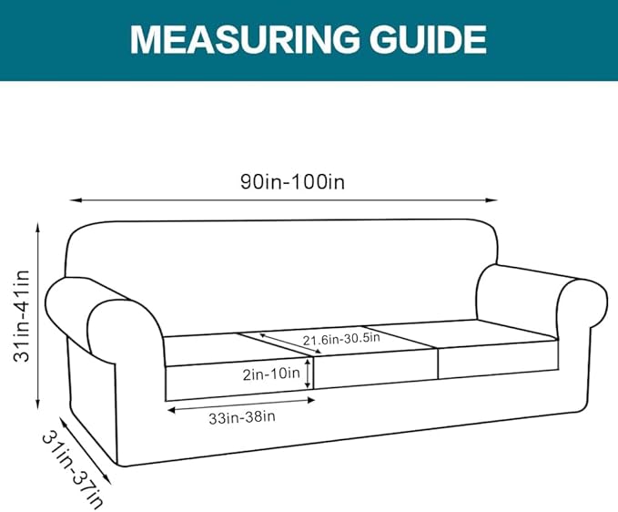 Turquoize 4 Piece Sofa Covers for 3 Cushion Couch Sofa Slipcover Soft Couch Cover for Dogs Washable Furniture Cover with 3 Individual Large Cushion Covers Feature Fabric (Large Sofa, Cream)
