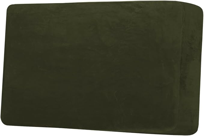H.VERSAILTEX Velvet Stretch Individual Cushion Cover Plush Cushion Slipcover for Loveseat Sofa Furniture Protector Seat Cushion Sofa Cover (1 Piece Loveseat Cushion Cover, Olive)