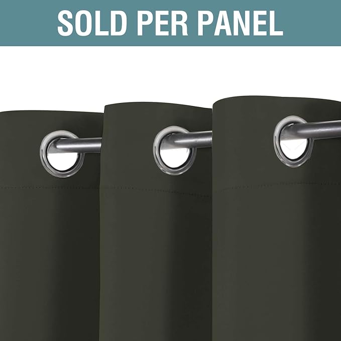 H.VERSAILTEX Blackout Curtain for Living Room Thermal Insulated Window Treatment Curtain Extra Long 84 inch Length Energy Saving Solid Grommet Top Blackout Drape, One Panel, Olive, 52" W x 84" L