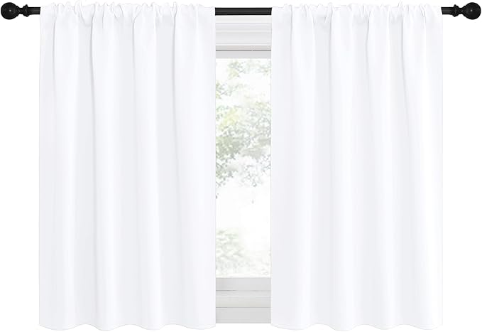 NICETOWN RV Curtains for Camper Windows, White for Kitchen, Home Decoration Light Filtering Drapes for Small Window (29" Wide by 30" Long, 1 Pair)