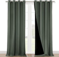 NICETOWN 100% Blackout Blinds, Set of 2, 46" x 96", Dark Mallard, Laundry Room Decor Window Treatment Curtains for Large Patio Sliding Door, Thermal Insulated Curtains for Bedroom