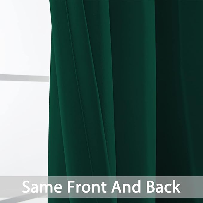 Yakamok Soild Small Window Curtains, Thermal Insulated Privacy Curtains and Drapes Room Darkening Shades Decent Decor for Kitchen Camper Closet(2 Panels,Dark Green,52x36 Inch)