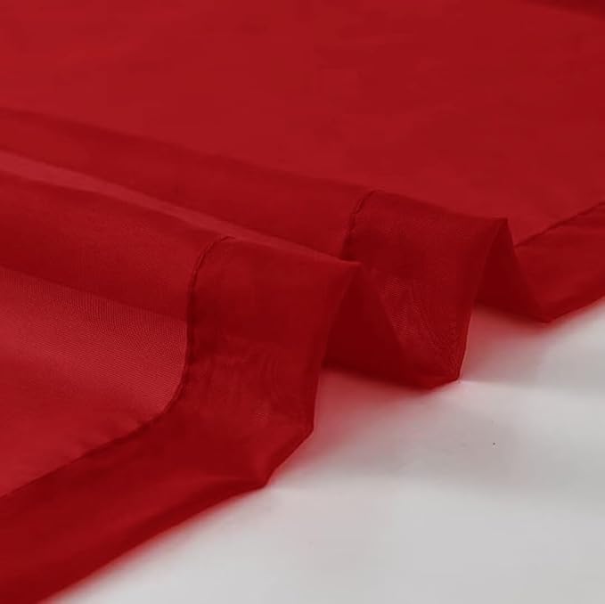 SpaceDresser Christmas Red Sheer Curtains 4 Panels Rod Pocket Semi-Sheer Curtain 72 Inches Long Light Filtering Voile Window Drapes for Bedroom Living Room Kitchen, Each 52W x 72L
