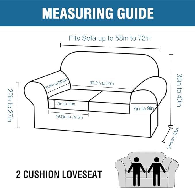 H.VERSAILTEX Real Velvet Plush 3 Piece Stretch Sofa Covers Couch Covers for 2 Cushion Couch Loveseat Covers Width Up to 72 Inch Thick Stay in Place (Medium Sofa, Oatmeal)
