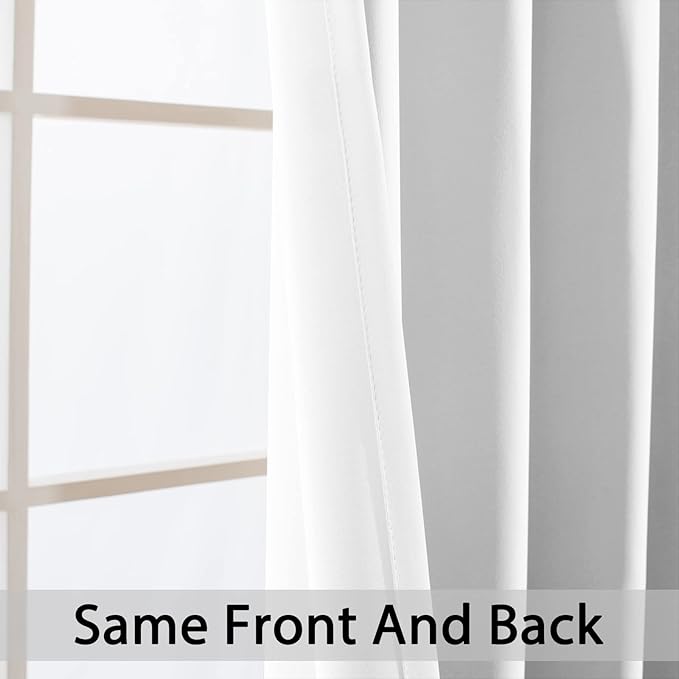 Yakamok Blackout Curtains Room Darkening Thermal Insulated Window Panels,Solid Grommet Top Drapes for Bedroom/Living Room(42Wx84L, Pure White, 2 Panels)