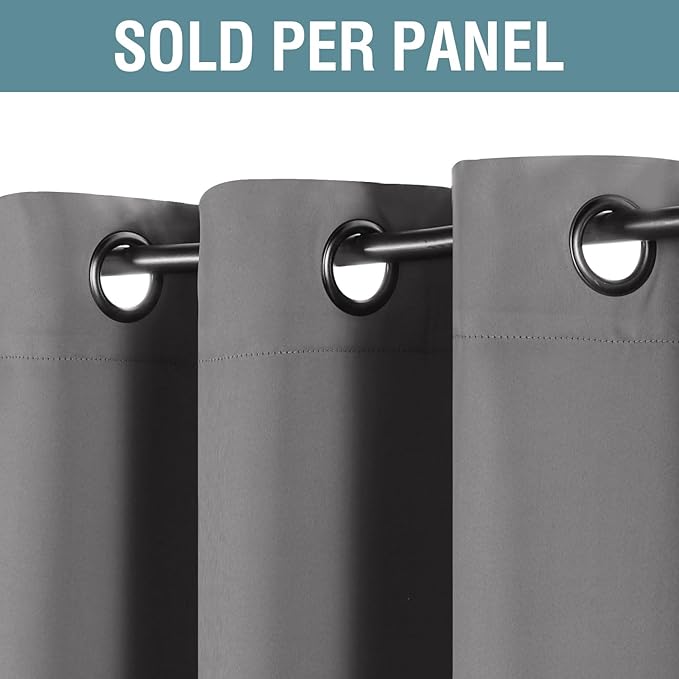 H.VERSAILTEX Ultra Soft and Thick Blackout Bluish Gray Curtains for Bedroom/Living Room 63 Inches Length, Energy Saving Classic Window Panel, Thermal Insulated Curtain Grommet (1 Panel), 52'W x 63'L
