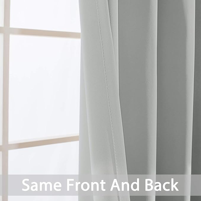 Yakamok Blackout Curtains for Bedroom,Grommet Thermal Insulated Room Darkening Curtains for Living Room,1 Panel (38 x 84Inch, Light Grey)