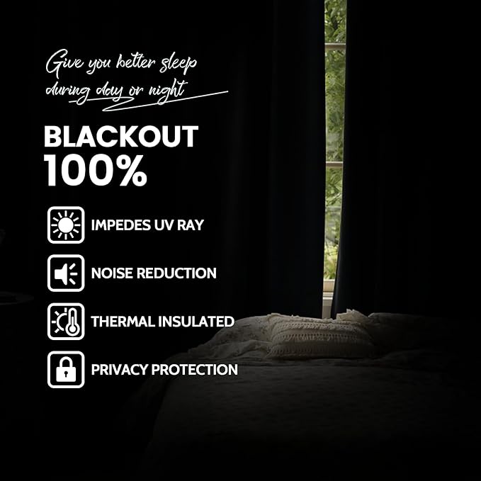 Yakamok Room Darkening 100% Blackout Curtains Grommet Window Treatments with 2 Thick Layers-Brown Thermal Insulated Drapes Set of 2 Panels for Bedroom Living Room 52 Inches by 84 Inches Length