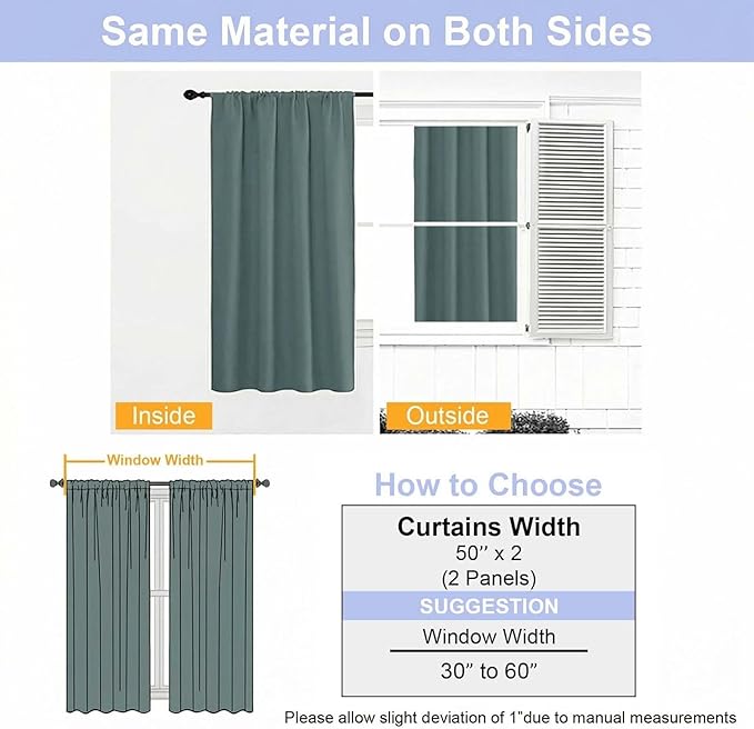 Simplebrand Ava Dark Green Blackout Curtains for Bedroom 84 Inch Length 2 Panels Set, Solid Thermal Insulated Privacy Living Room Window Treatment Curtains Blackout Drapes, W50 x L84 Inch, Dark Green