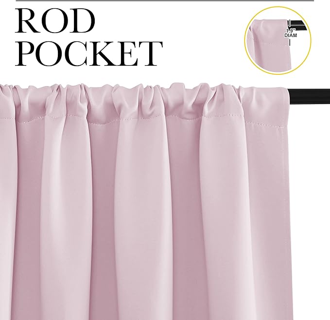NICETOWN RV Blackout Curtains for Camper Windows, Baby Pink, 34" x 30", Set of 2, Kitchen Short Blackout Curtains & Drapes, Thermal Insulated Rod Pocket Window Treatment Draperies for Nursery