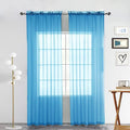 SpaceDresser Basic Rod Pocket Sheer Voile Window Curtain Panels Cyan Blue 1 Pair 2 Panels 52 Width 63 Inch Long for Kitchen Bedroom Children Living Room Yard(Cyan Blue,52 W x 63 L), adult