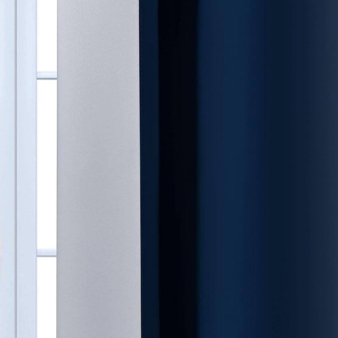 Yakamok Light Blocking Ombre Curtains, Greyish White and Blue Gradient Color Curtains, Room Darkening Grommet Window Drapes for Bedroom(Blue, 42x84 Inch, 2 Panels)