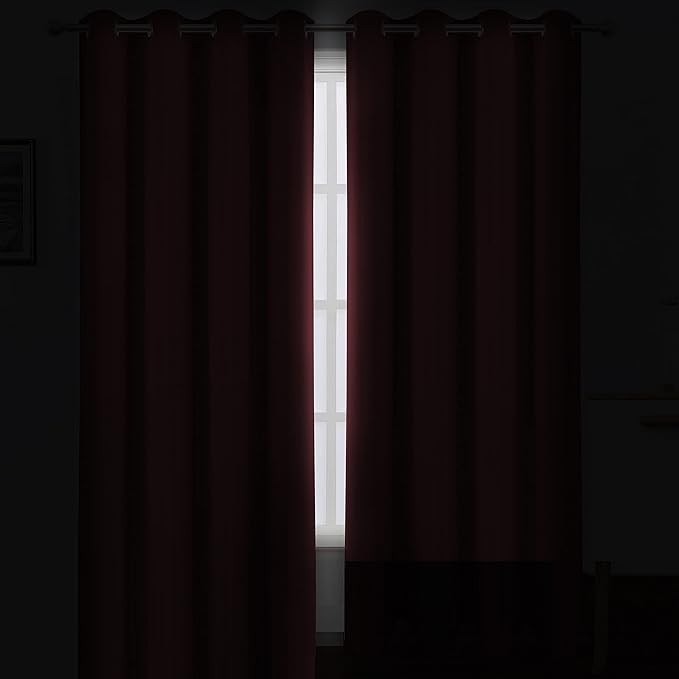 LEMOMO Burgundy Red Thermal Blackout Curtains/42 x 95 Inch/Set of 2 Panels Room Darkening Curtains for Bedroom