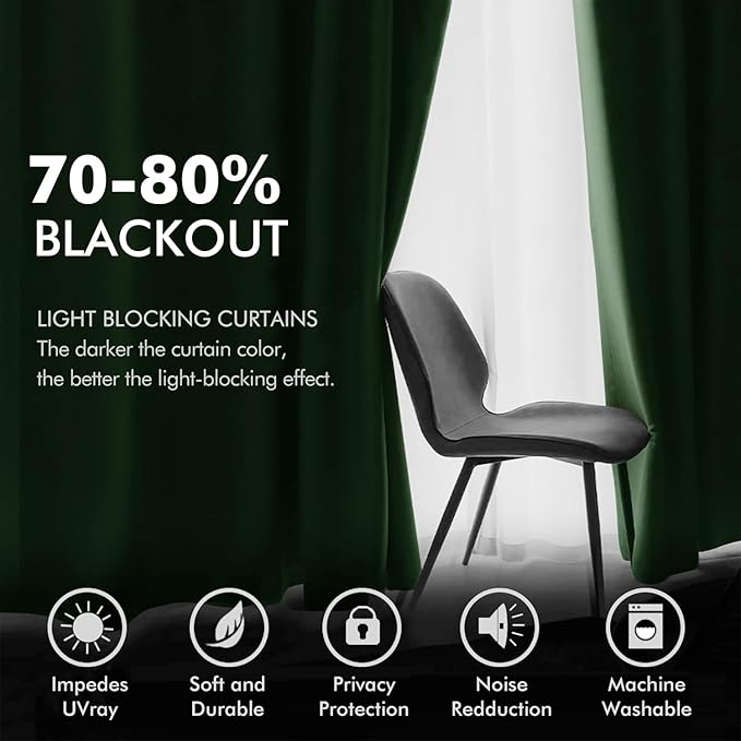 MIULEE Christmas Velvet Curtains Emerald Green Elegant Grommet Curtains Thermal Insulated Soundproof Room Darkening Curtains/Drapes for Classical Living Room Bedroom Decor 52 x 72 Inch Set of 2