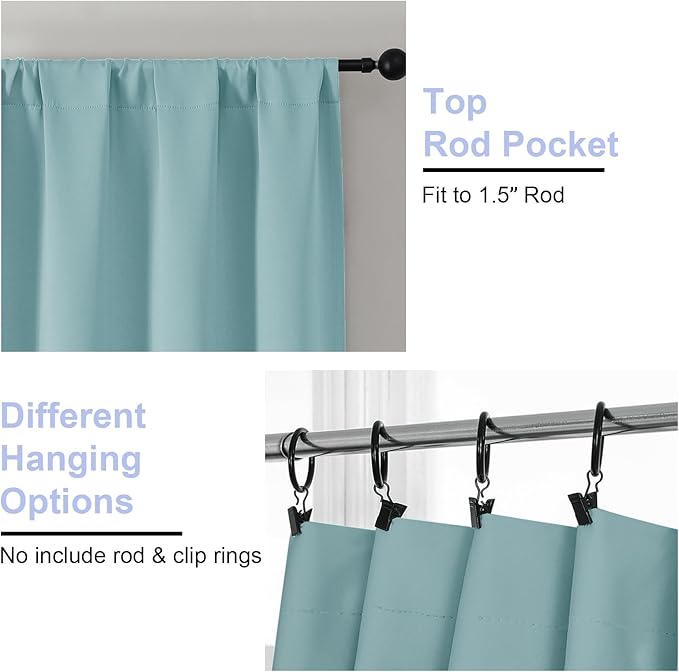 Simplebrand Ava Aqua Blackout Curtains for Bedroom, 78 Inch Length, 2 Panels Set, Privacy Thermal Insulated Rod Pocket Window Curtains for Patio, French Door, W40 x L78 Inch