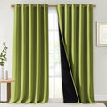NICETOWN Full Shading Curtains for Windows, Fresh Green, Pack of 2, 62 inches W x 95 inches L, Super Heavy-Duty Black Lined Blackout Curtains for Bedroom, Privacy Assured Window Treatment
