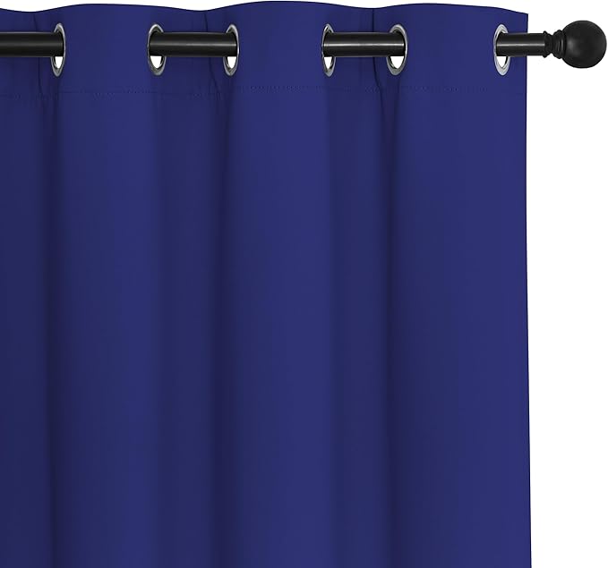 NICETOWN Blackout 72 inch Curtains for Kids Room, Grommet Room Darkening Thermal Insulated Solid Window Treatments Sound Reducing for Bedroom, 2 Panels, W37 x L72, Navy Blue