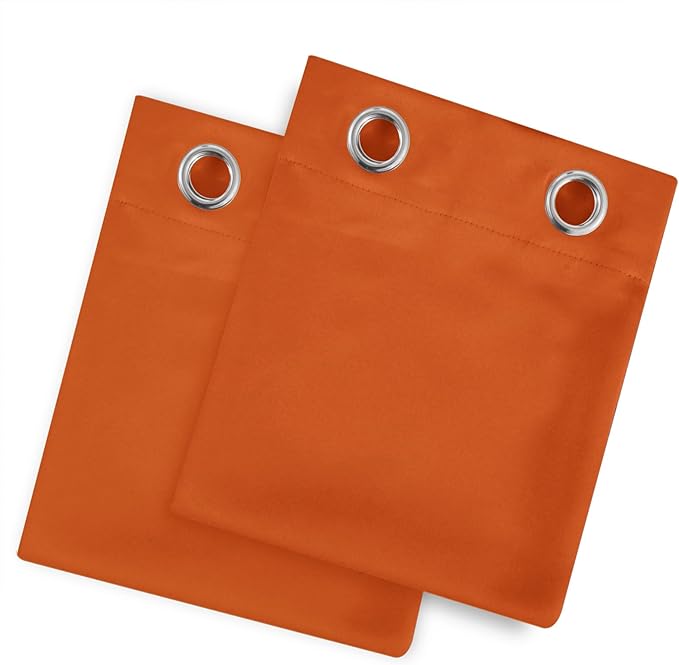 LEMOMO Blackout Curtains 66 x 72 Inch Long Orange Curtains Set of 2 Panels Room Darkening Curtains for Bedroom and Living Room