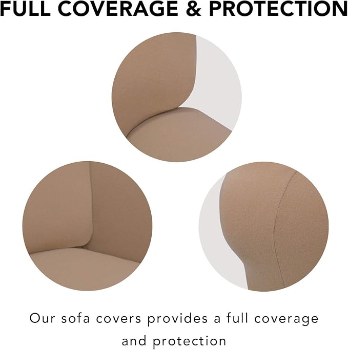 PureFit Super Stretch Sofa Slipcover – Spandex Non Slip Soft Couch Sofa Cover, Washable Furniture Protector with Non Skid Foam and Elastic Bottom for Kids, Pets （Oversized Sofa, Camel）