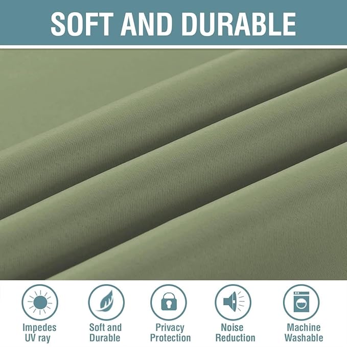 H.VERSAILTEX Blackout Curtains - Grommet Thermal Insulated Room Darkening Curtains for Bedroom and Living Room Energy Saving Solid Blackout Curtains, 1 Panel (52 x 54 Inch, Sage)