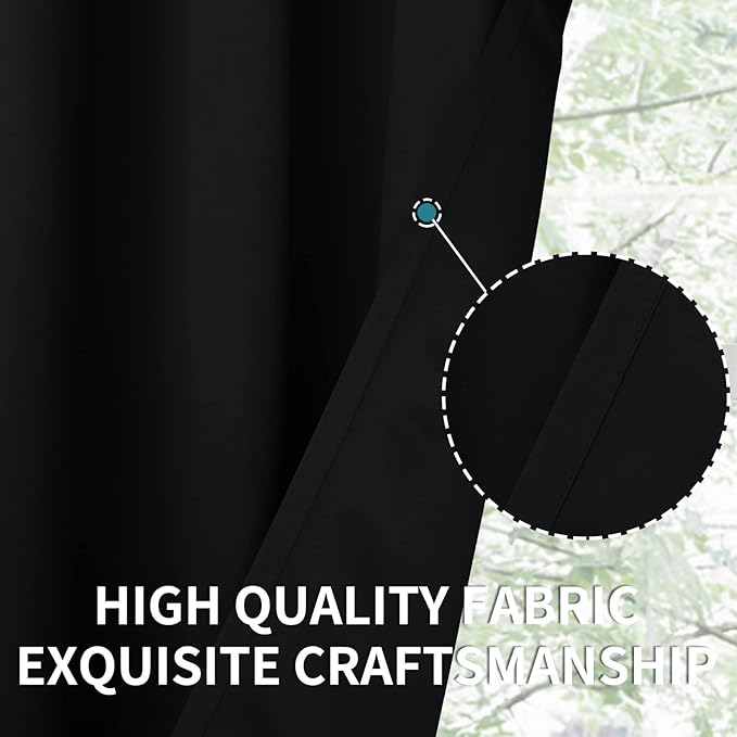 BGment Blackout Curtains for Living Room - Grommet Thermal Insulated Room Darkening Curtains for Bedroom, Set of 2 Panels (52 x 72 Inch, Black)
