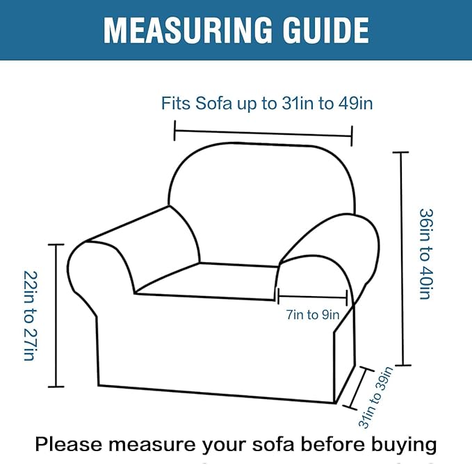 H.VERSAILTEX Stretch Velvet Armchair Cover Couch Covers 1 Cushion Chair Slipcover for Living Room Furniture Cover Crafted from Thick Comfy Rich Velour (Chair 31"-49", Porcelain White)