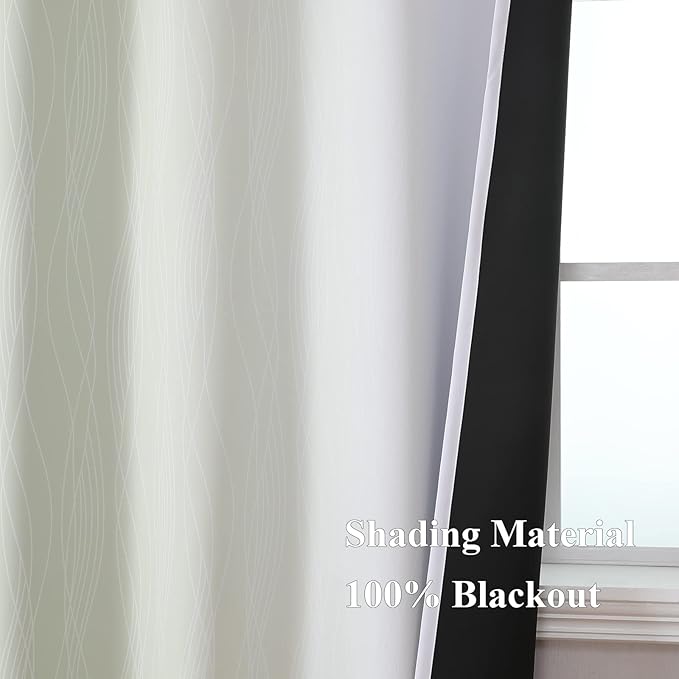 Estelar Textiler Sage Green and Greyish White Gradient Blackout Curtains for Bedroom, Thermal Insulated Ombre Blackout Drapes, Room Darkening Energy Saving Curtains for Living Room,52Wx84L,2 Panels