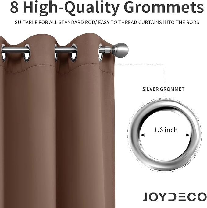 Joydeco Blackout Curtains 120 inches Long 2 Panels Set, Thermal Insulated Long Curtains & Drapes 2 Burg, Room Darkening Grommet Drapes for Bedroom Living Room Windows (W52 x L120 Inch, Brown)