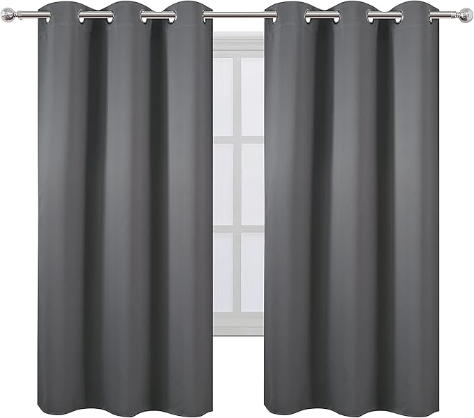 LEMOMO Frost Grey Blackout Curtains 34 x 63 Inch Length/Set of 2 Curtain Panels/Thermal Insulated Room Darkening Blackout Curtains for Bedroom
