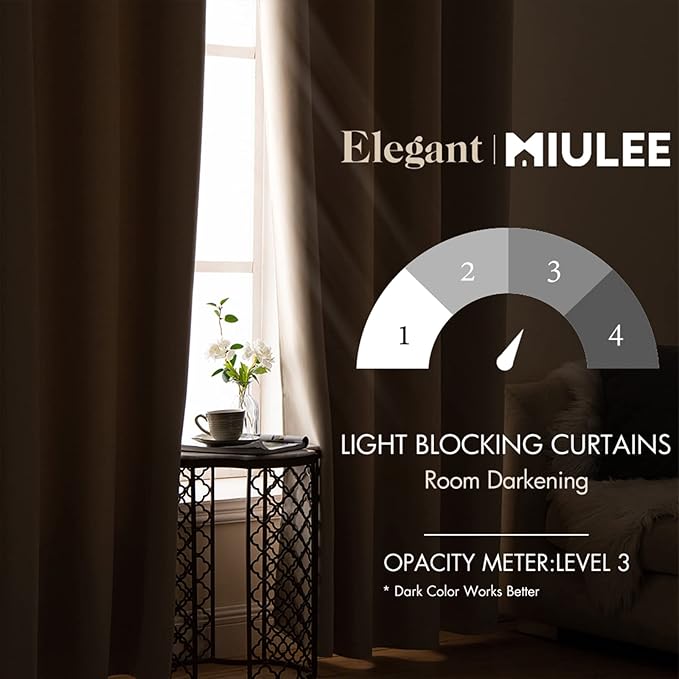 MIULEE Room Darkening Curtains Thermal Insulated Drapes Solid Window Treatment Set Grommet Top Light Blocking Blackout Curtain for Living Room/Bedroom 2 Panels 72 x 84 inch Beige