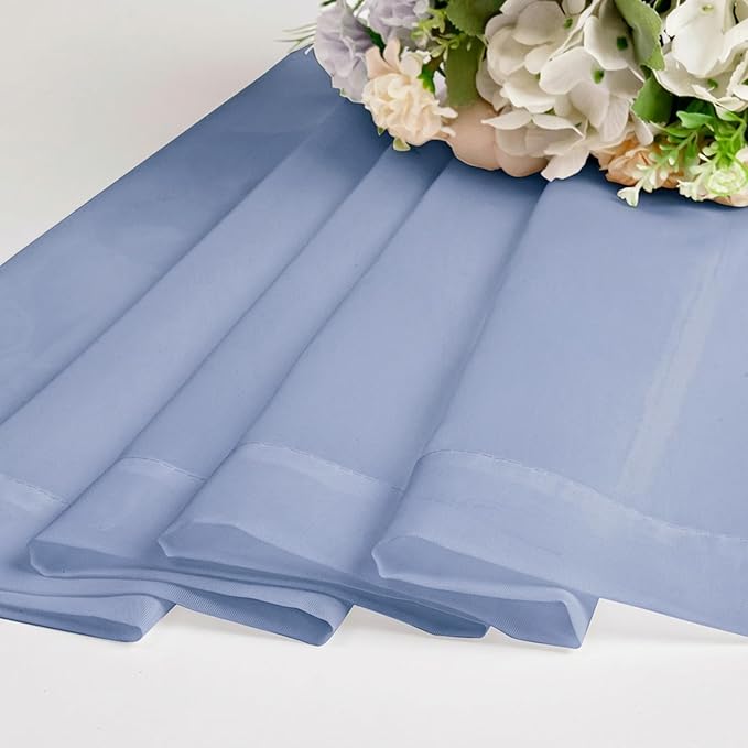 Chyhomenyc Sheer Curtains 96 inches Long 2 Panels - Light Filtering Soft Airy Solid Elegant Voile Window Treatment Drapes for Bedroom Living Room, 42Wx96L, 8FT, Denim Blue