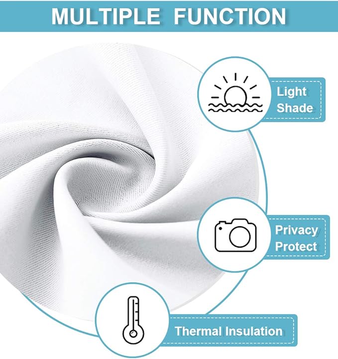 RYB HOME Short Curtains for Bedroom, Room Darkening Insulated Summer Heat Light UV Blocking Energy Saving Drapes for Nursery, Width 34 by Length 48, Pure White, Set of 2