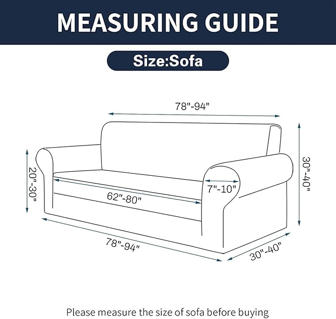 Cupuamon 2026 New Stretch Sofa Slipcovers Couch Cover for 3 Cushion Furniture Protector Sofa Covers with Elastic Bottom Jacquard Fabric Small Checks for Pets, Kids -Sofa, Black