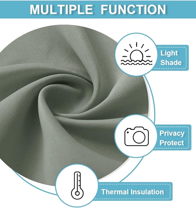 RYB HOME Cafe Blackout Curtains 24 inch Length, RV Curtains for Camper Windows, Mini Short Small Insulating Light UV Blocking Privacy Half Window Tiers, Width 29 by Length 24, Greyish Green, 2 Panels