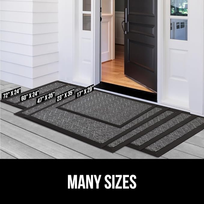 GORILLA GRIP 100% Waterproof All-Season WeatherMAX Doormat US Designed Natural Rubber, Stain and Fade Resistant, Low Profile Indoor Outdoor Door Mats, Easy Clean Patio Mat, 29x17, Blue Sailing
