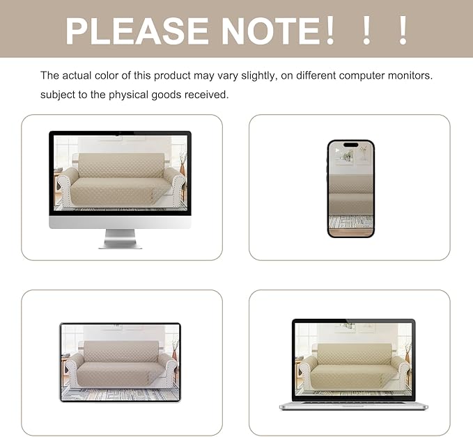 Reversible 4 Seater Sofa Cover 91 Inch Large Couch Cover Furniture Protector(Sofa XX-Large,Sand/Beige)