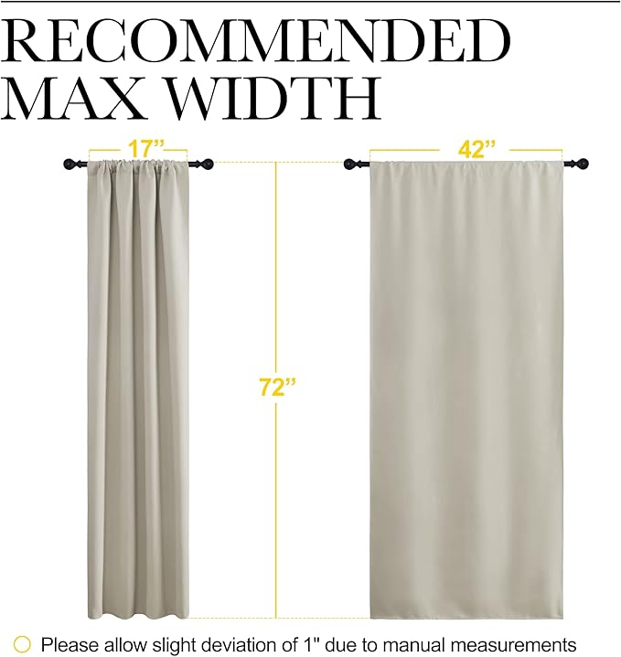 NICETOWN Blackout Curtains for Living Curtains, Room Darkening Window Curtain Panels, Easy-Care Solid Thermal Insulated Draperies/Drapes for Daughter Room (Natural, 2 Panels, 42 by 72)