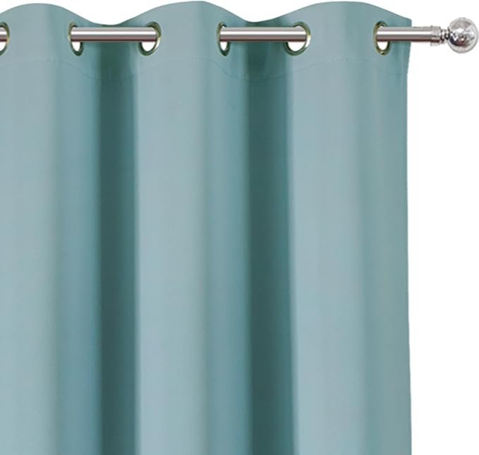 LEMOMO Stone Blue Blackout Curtains/38 x 54 Inch/Set of Two Panels Grommet Living Room Curtains