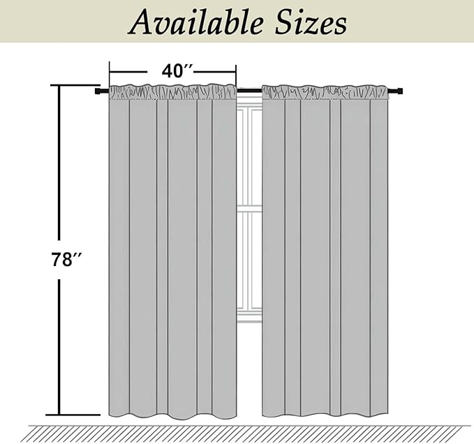 Simplebrand Ava Aqua Blackout Curtains for Bedroom, 78 Inch Length, 2 Panels Set, Privacy Thermal Insulated Rod Pocket Window Curtains for Patio, French Door, W40 x L78 Inch