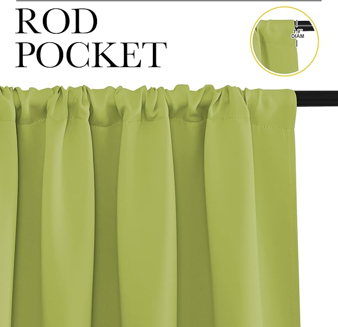 NICETOWN Kitchen Curtains, Short Blackout Curtains & Drapes, Fresh Green, 42" Wide, 54" Long, 2 PCs, Home Decoration Privacy Thermal Insulated Drapes for Unicorn Theam Room