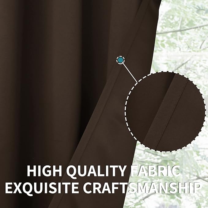 BGment Blackout Curtains for Bedroom - Grommet Thermal Insulated Room Darkening Curtains for Living Room, Set of 2 Panels (70 x 63 Inch, Brown)
