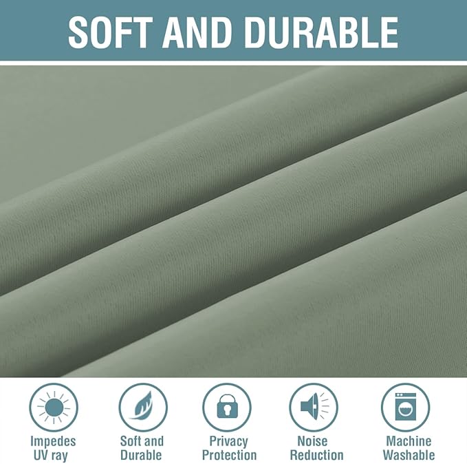 H.VERSAILTEX Blackout Curtain for Living Room Thermal Insulated Window Treatment Curtain Extra Long 108 inch Length Energy Saving Solid Grommet Top Blackout Drape, One Panel, Cyan, 52" W x 108" L