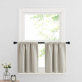 RYB HOME Cafe Curtains 24 inch Length, RV Curtains for Camper Windows, Mini Short Small Insulating Light UV Heat Blocking Privacy Half Window Tiers, Width 42 by Length 24, Natural, 2 Panels