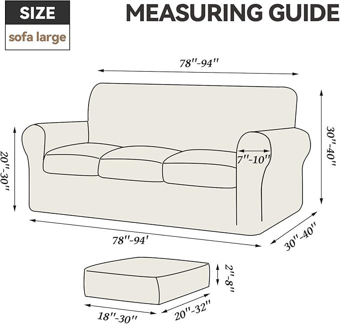 WEERRW 4 Pieces Velvet High Stretch Couch Covers for 3 Cushion Couch Sofa Slipcovers, Washable Furniture Protector with Non Slip Elastic Bottom, Feature Soft Plush Fabric, Emerald Green, Large