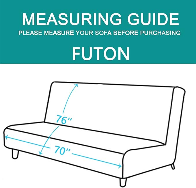 U-NICE HOME Futon Sofa Covers Reversible Sofa Slipcover Armless Cover Furniture Protector Couch Cover Water Resistant (Futon, Dark Grey/Dark Grey)