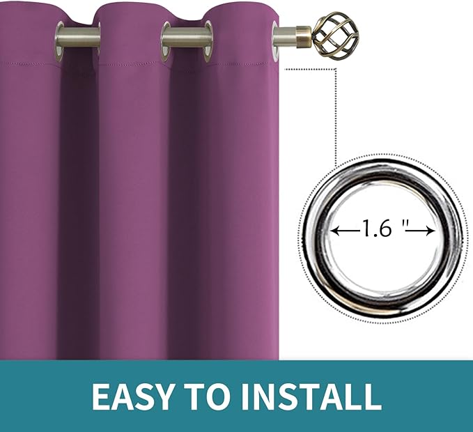 BGment Room Darkening Curtains 95 Inches Long - Grommet Thermal Insulated Drapes Window Treatment Curtains for Bedroom, 2 Panels, 52 x 95 Inch, Eggplant Purple