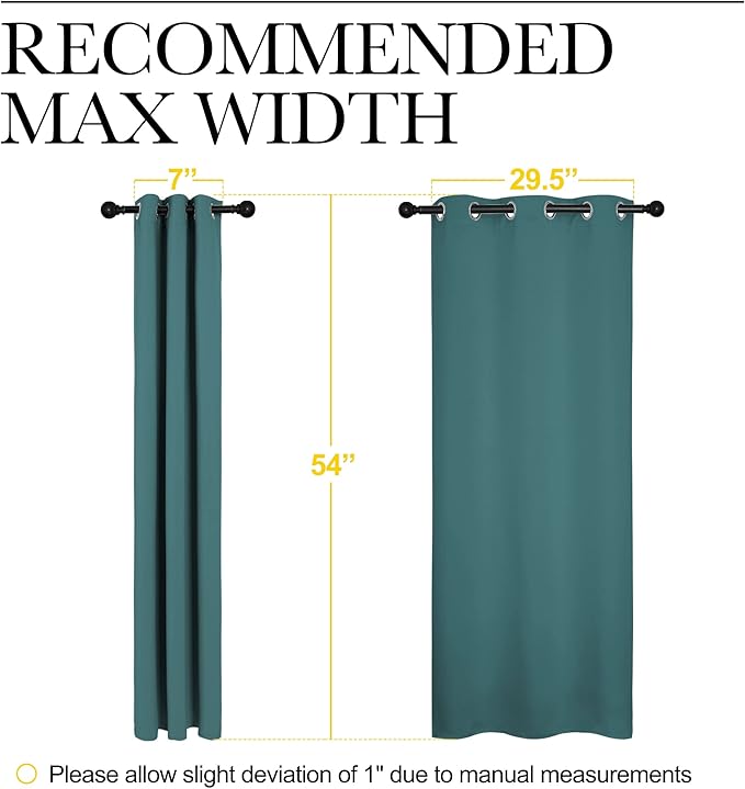 NICETOWN Window Curtain Panels, Thermal Insulated Solid Grommet Blackout Draperies/Drapes (Sea Teal, One Pair, 34 by 54-inch)