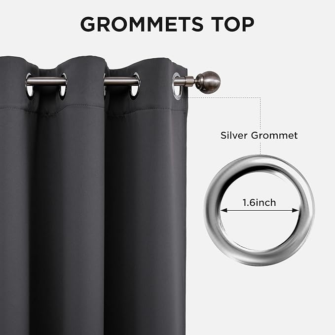 Joydeco Blackout Curtains 72 Inch Length 2 Panels Set, Thermal Insulated Long Drapes 2 Burg, Room Darkening Grommet Curtains for Living Room Bedroom Window