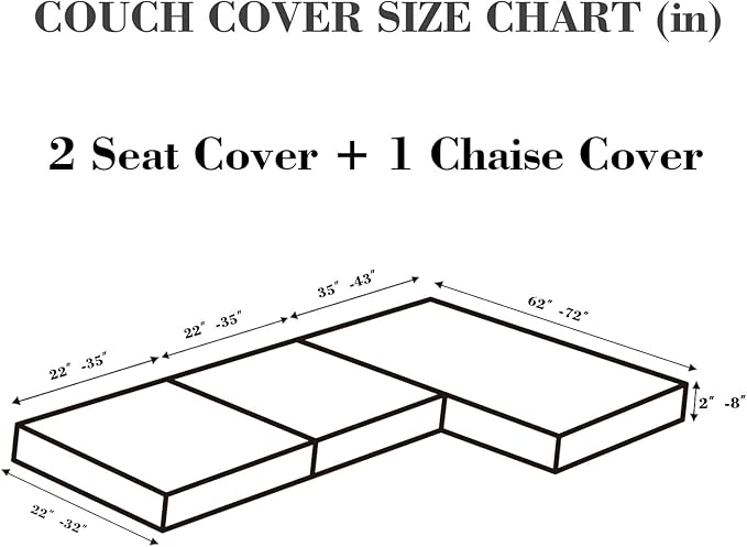 Sofa Covers Couch Covers for Sofa Pet Friendly Couch Cushion Covers Universal Sofa Covers Washable Stretch Slipcovers for Sectional Sofa (Texture Light Coffee, 2 Seats + Chaise Cover)